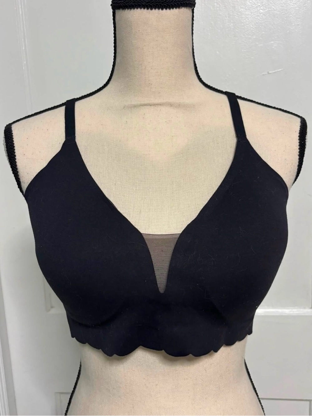 Maurices Black Seamless V-Neck Bralette with Mesh Panel